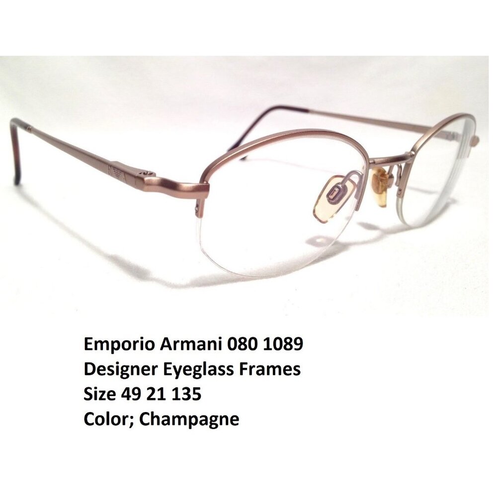 Vintage Emporio Armani Italy 080 1089 Eyeglasses Frames Champagne 49-21-135
